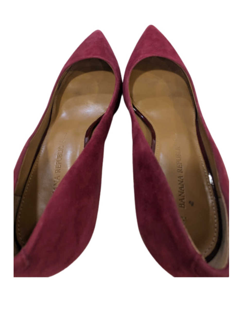 Banana Republic Suede Pumps 8 Burgundy Pointed Toe Stiletto Heels Office Siren - Picture 11 of 12
